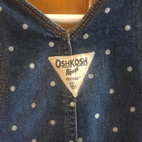 Like New Dot Print Denim Overalls, Size 3T - Picture 4 of 6